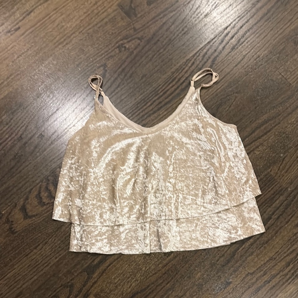 Ladies Cream Velvet Top Size L